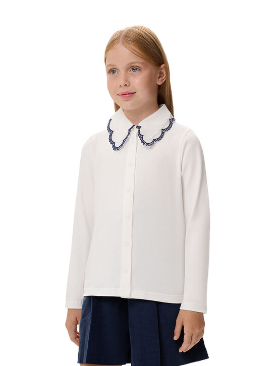 Рубашка с контрастной тесьмой, белая KengLabel , арт.  | Фото 3