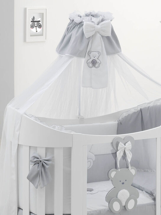 Балдахин тюлевый круговой Peluche Ovale, белый/серый ITALBABY , арт.  | Фото 1