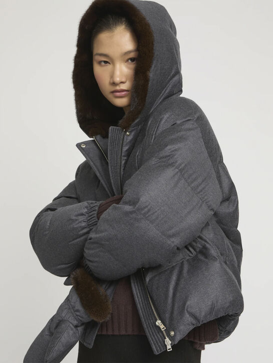 Куртка с капюшоном и варежками из норки Yves Salomon , арт.  | Фото 15