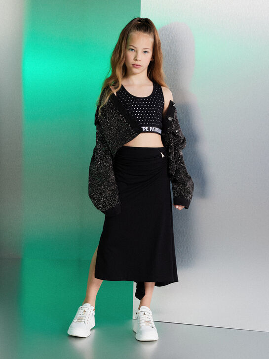 Кроп-топ в стразах с логотипом, черный Patrizia Pepe , арт.  | Фото 2
