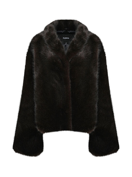 Пальто из эко-меха, коричневое Flashin , арт.  | Фото 1