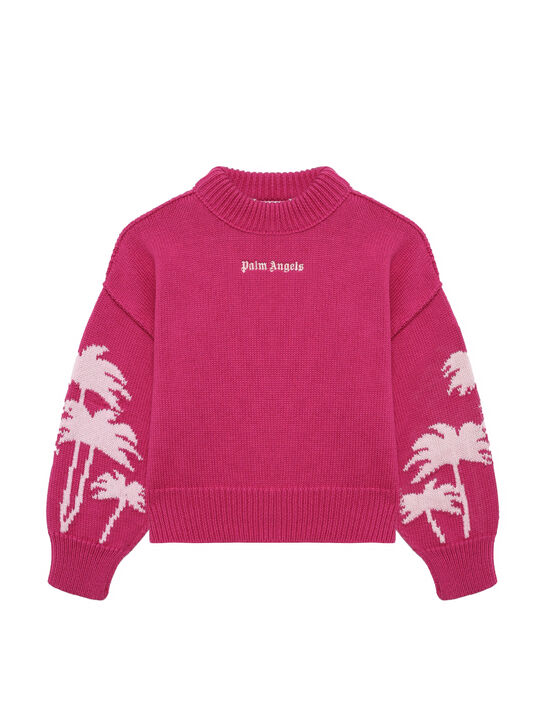 Джемпер с декором &quot;пальмы&quot;, фуксия Palm Angels , арт.  | Фото 1