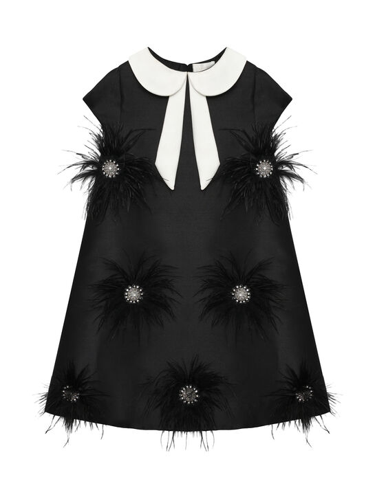Платье со стразами и перьями, черное Maison Ava , арт.  | Фото 1