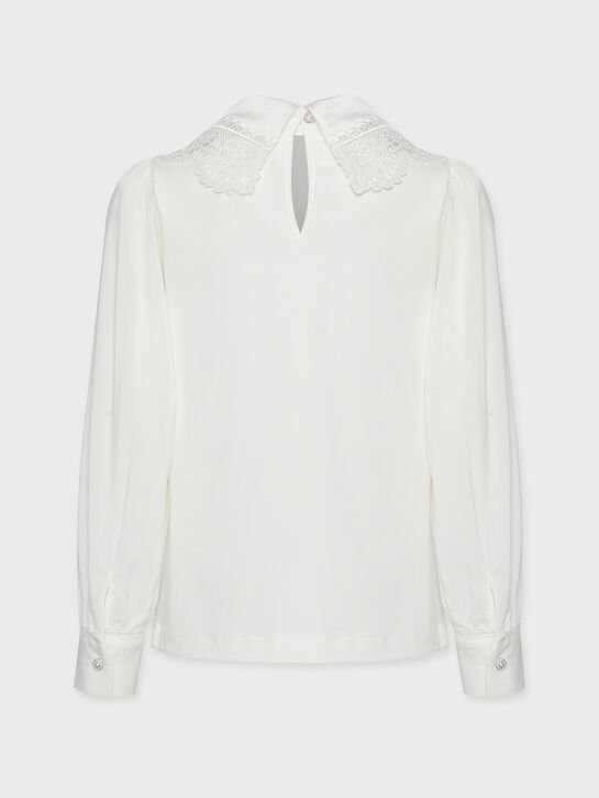 Блуза с брошью и шитьем, белая KengLabel , арт.  | Фото 6