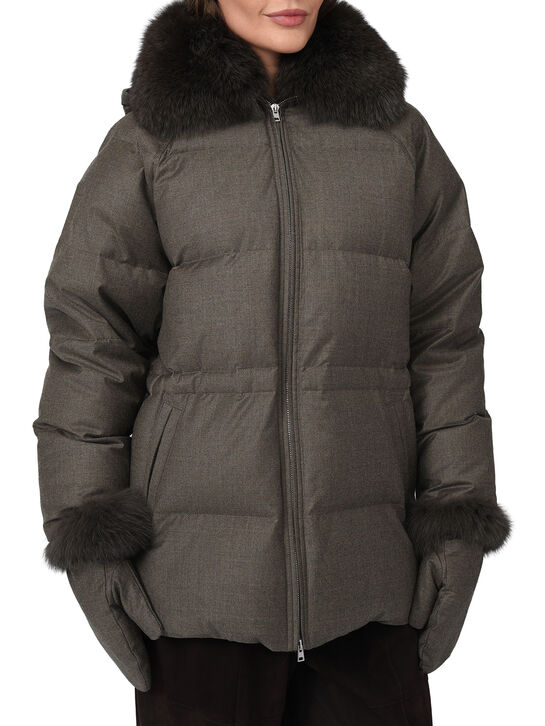 Куртка с воротником из лисы, серая Yves Salomon , арт.  | Фото 3