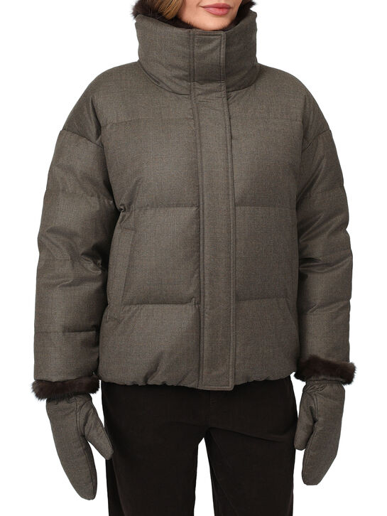 Куртка с укороченным кроем и воротником из соболя Yves Salomon , арт.  | Фото 4