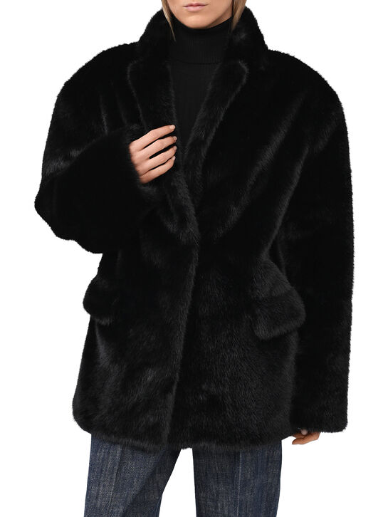 Пальто из эко-меха, черное Flashin , арт.  | Фото 4