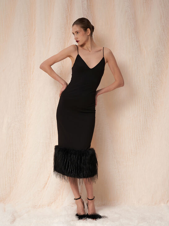 Платье-комбинация с отделкой эко-мехом Flashin , арт.  | Фото 4