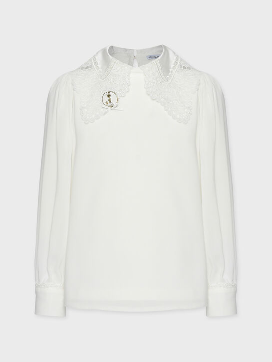 Блуза с брошью и шитьем, белая KengLabel , арт.  | Фото 2
