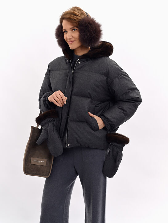 Куртка с капюшоном и варежками из норки Yves Salomon , арт.  | Фото 13