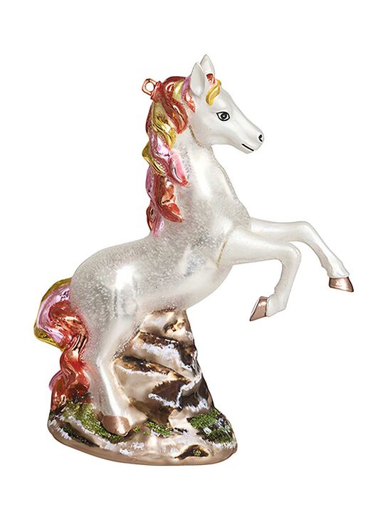 Подвеска Лошадь Скалистых гор белая (стекло) 14х5х15 см Holiday Classics , арт.  | Фото 1