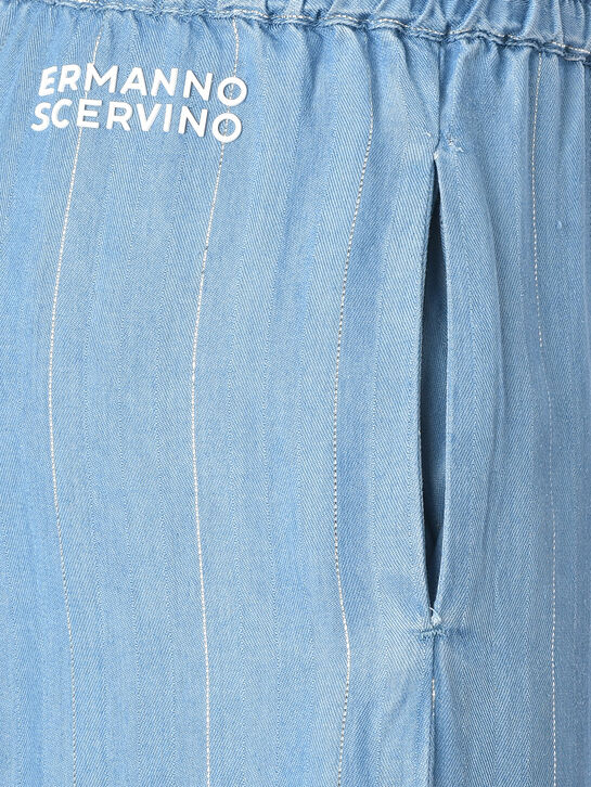 Джинсы широкие на резинке с кружевной вышивкой Ermanno Scervino , арт.  | Фото 3