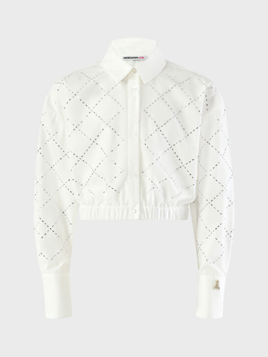 Рубашка укороченная в стразах, белая Patrizia Pepe , арт.  | Фото 1