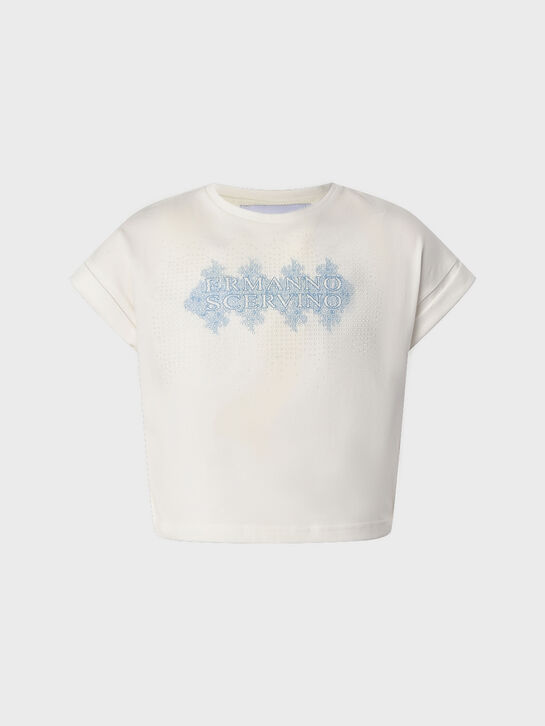 Футболка с голубым узором и стразами Ermanno Scervino , арт.  | Фото 1