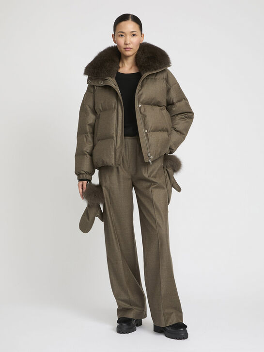 Куртка с укороченным кроем и воротником из соболя Yves Salomon , арт.  | Фото 8