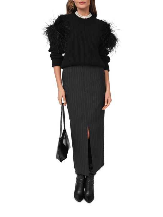 Джемпер с отделкой перьями, черный Blumarine , арт.  | Фото 2