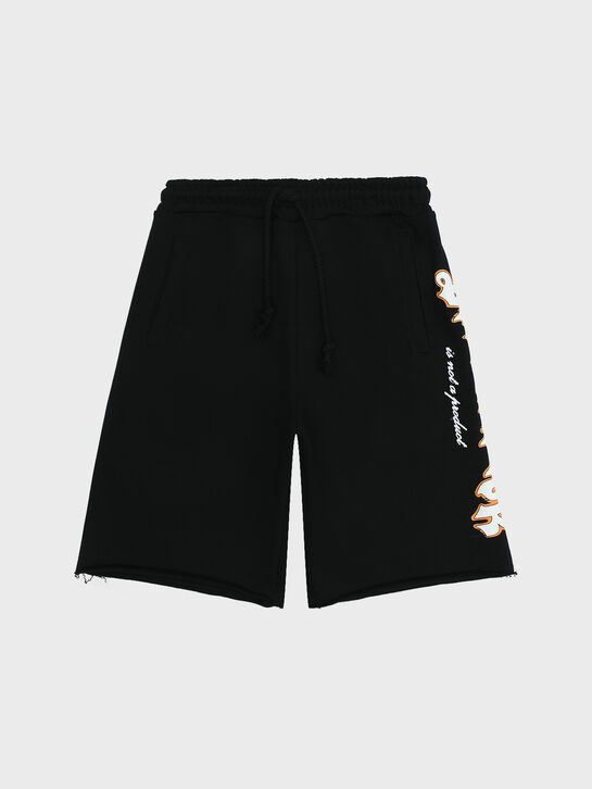 Бермуды с логотипом на штанине, черные Disclaimer , арт.  | Фото 1