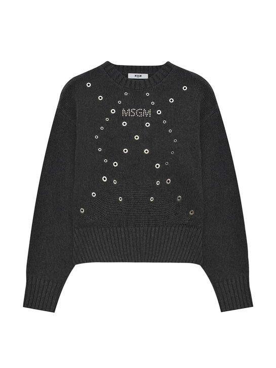 Джемпер с люверсами, серый MSGM , арт.  | Фото 1