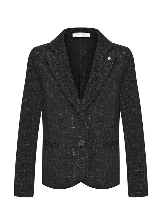 Пиджак в блестящую клетку, серый Monnalisa , арт.  | Фото 1
