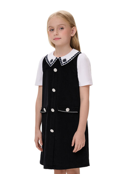 Вельветовый сарафан с черно-белым кантом Eirene , арт.  | Фото 4