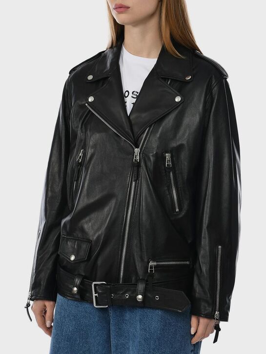 Куртка-косуха из натуральной кожи, черная ALINE , арт.  | Фото 7