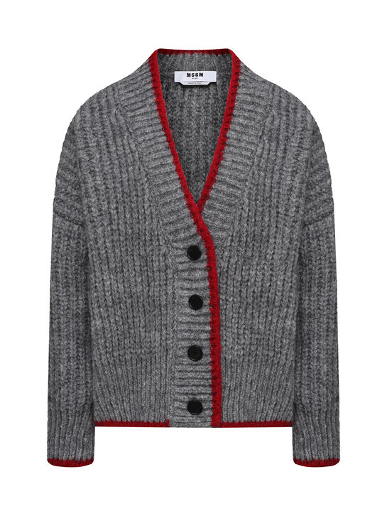 Кардиган с красным кантом, серый MSGM , арт.  | Фото 1