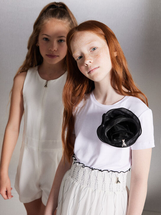 Футболка с цветком из фатина, белая Patrizia Pepe , арт.  | Фото 2