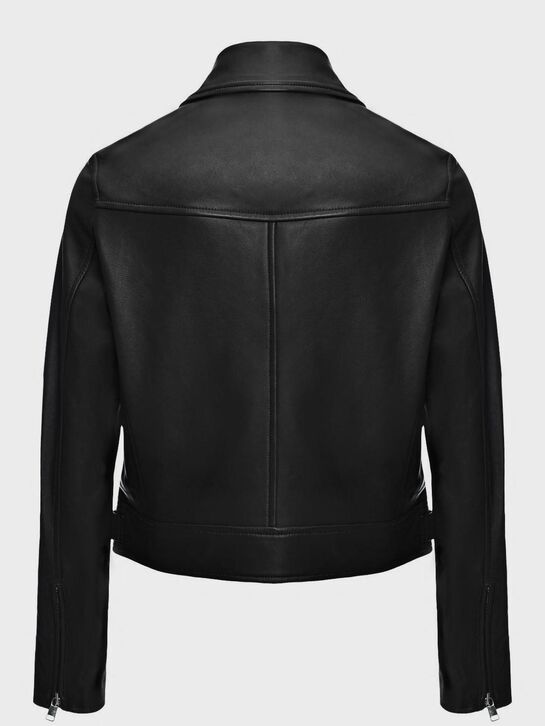 Куртка из натуральной кожи &quot;косуха&quot;, черная Yves Salomon , арт.  | Фото 6