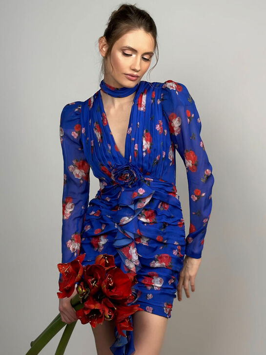 Платье Vienna с драпировкой, синее Roses & Lace , арт.  | Фото 2