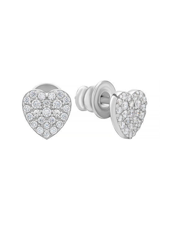 Серьги &quot;Сердечки&quot;, бесцветные камни Sneak Peek , арт.  | Фото 1