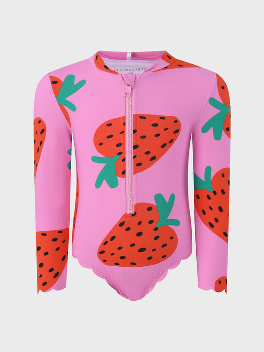Купальник слитный на молнии с принтом клубники, розовый Stella McCartney , арт.  | Фото 1