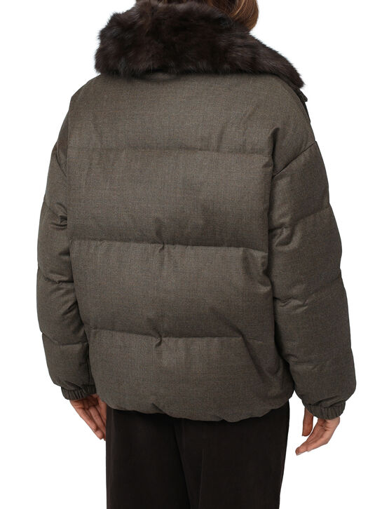 Куртка с укороченным кроем и воротником из соболя Yves Salomon , арт.  | Фото 5