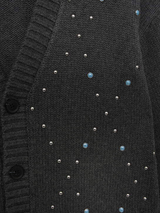 Кардиган со стразами, серый MSGM , арт.  | Фото 3