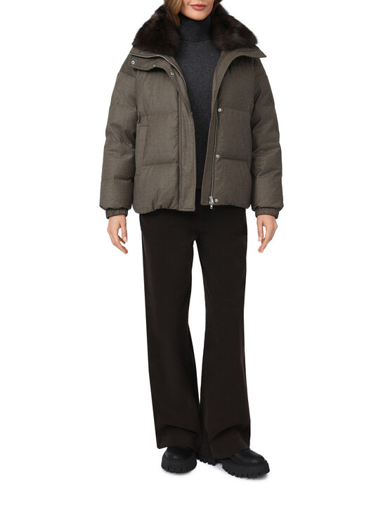 Куртка с укороченным кроем и воротником из соболя Yves Salomon , арт.  | Фото 3