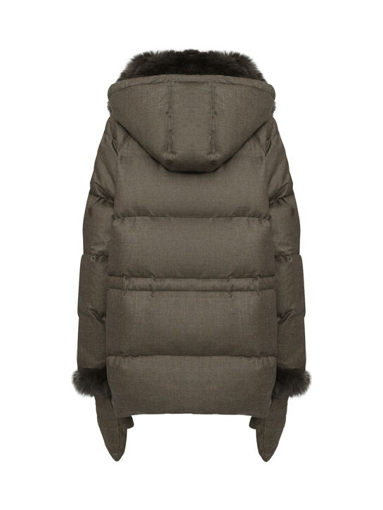 Куртка с воротником из лисы, серая Yves Salomon , арт.  | Фото 5