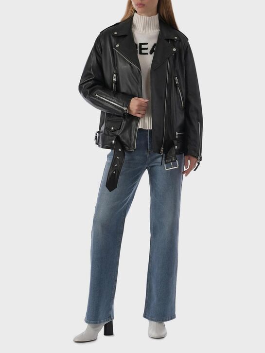 Куртка-косуха из натуральной кожи, черная ALINE , арт.  | Фото 5