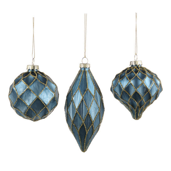 Шар с рельефным узором 3D, 8 см, синий и золотистый, 3 вида Goodwill , арт.  | Фото 1