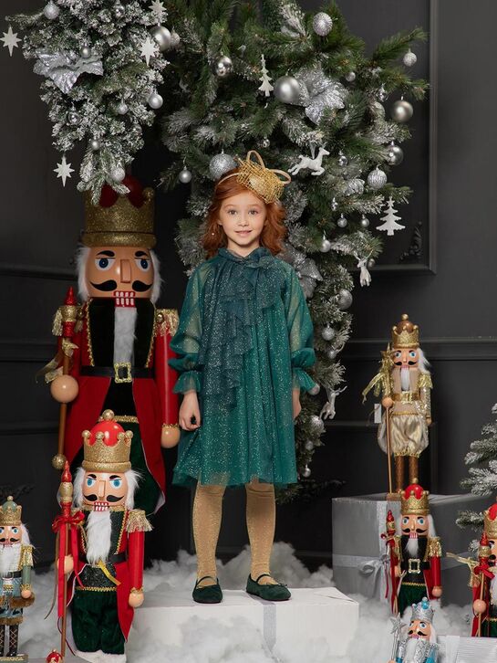 Платье из фатина с рюшами, зеленое Eirene , арт.  | Фото 2