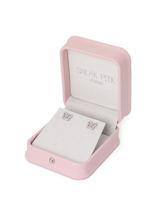 Серьги пусеты Бабочка с розовым камнем Sneak Peek , арт.  | Фото 3
