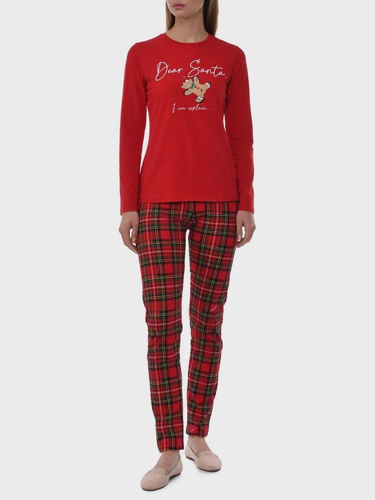 Пижама с брюками в клетку, красная Eirene , арт.  | Фото 2