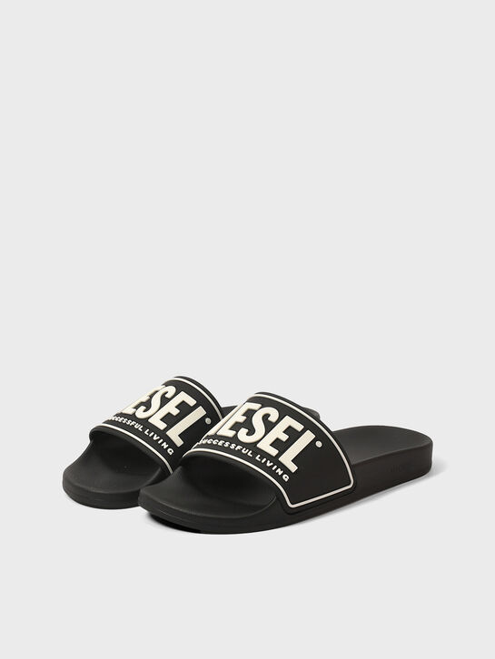 Шлепанцы с белым лого, черные Diesel , арт.  | Фото 2