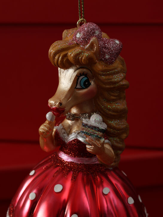 Подвеска Лошадь &quot;Леди в красном с пирожным&quot; (стекло) 7х7х14 см Holiday Classics , арт.  | Фото 4