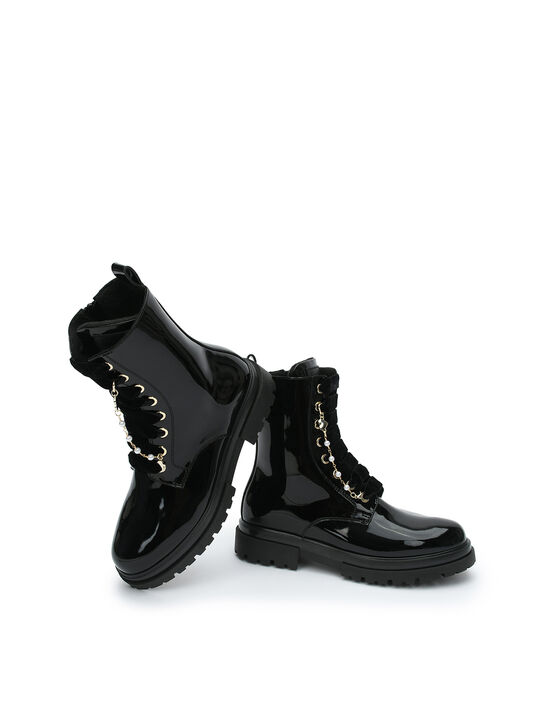 Ботинки лаковые с бархатными шнурками, черные Morelli , арт.  | Фото 6