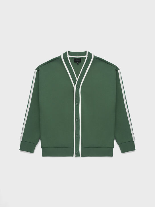 Кардиган с лампасами, зеленый Emporio Armani , арт.  | Фото 1