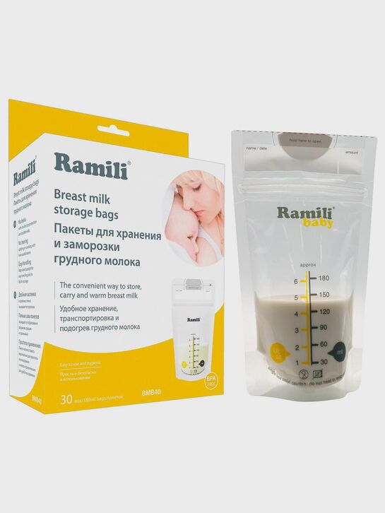 Пакеты для хранения и заморозки грудного молока, 30 пакетов в упаковке, 180 мг Ramili , арт.  | Фото 1