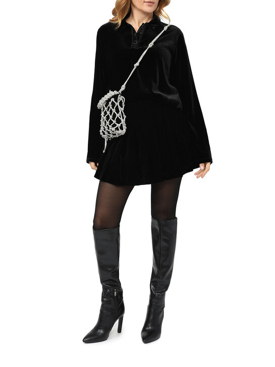 Юбка бархатная со складками, черная ALINE , арт.  | Фото 2