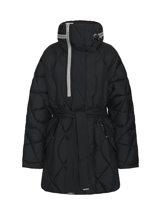 Куртка стеганая с поясом, черная Diego M , арт.  | Фото 1