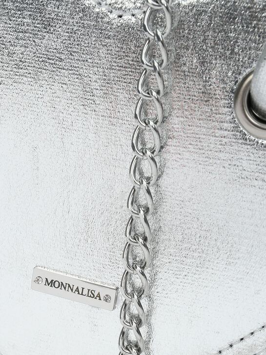Сумка в форме сердца, серебристая Monnalisa , арт.  | Фото 4
