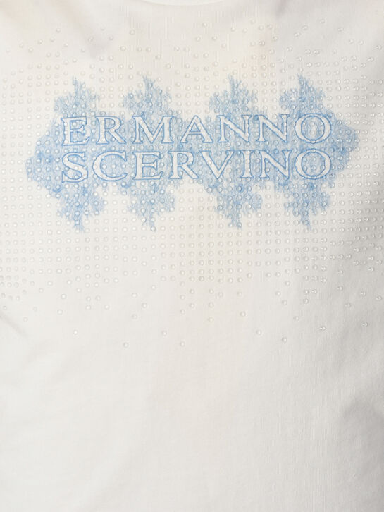 Футболка с голубым узором и стразами Ermanno Scervino , арт.  | Фото 3