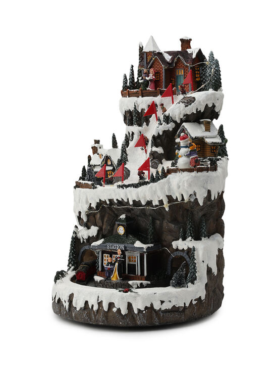 Новогодний сувенир &quot;Освещенная горная сцена. Поезд,&quot; 8 .мелодий Musicboxworld , арт.  | Фото 5